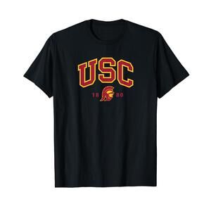 Usc Curved Block Logo With Cardinal Gold Trojan 1880 TShirt